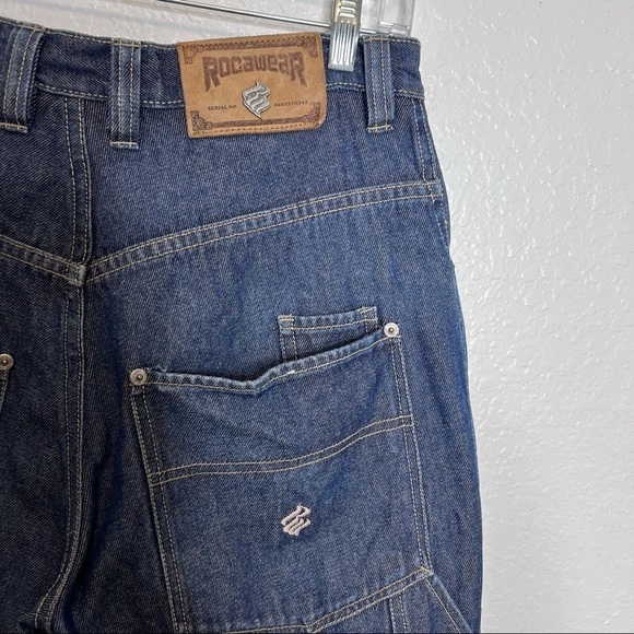Vintage Rocawear Jeans Men 32X34 y2K 90s Dark Wash Hip Hop Carpenter G - Picture 4 of 9